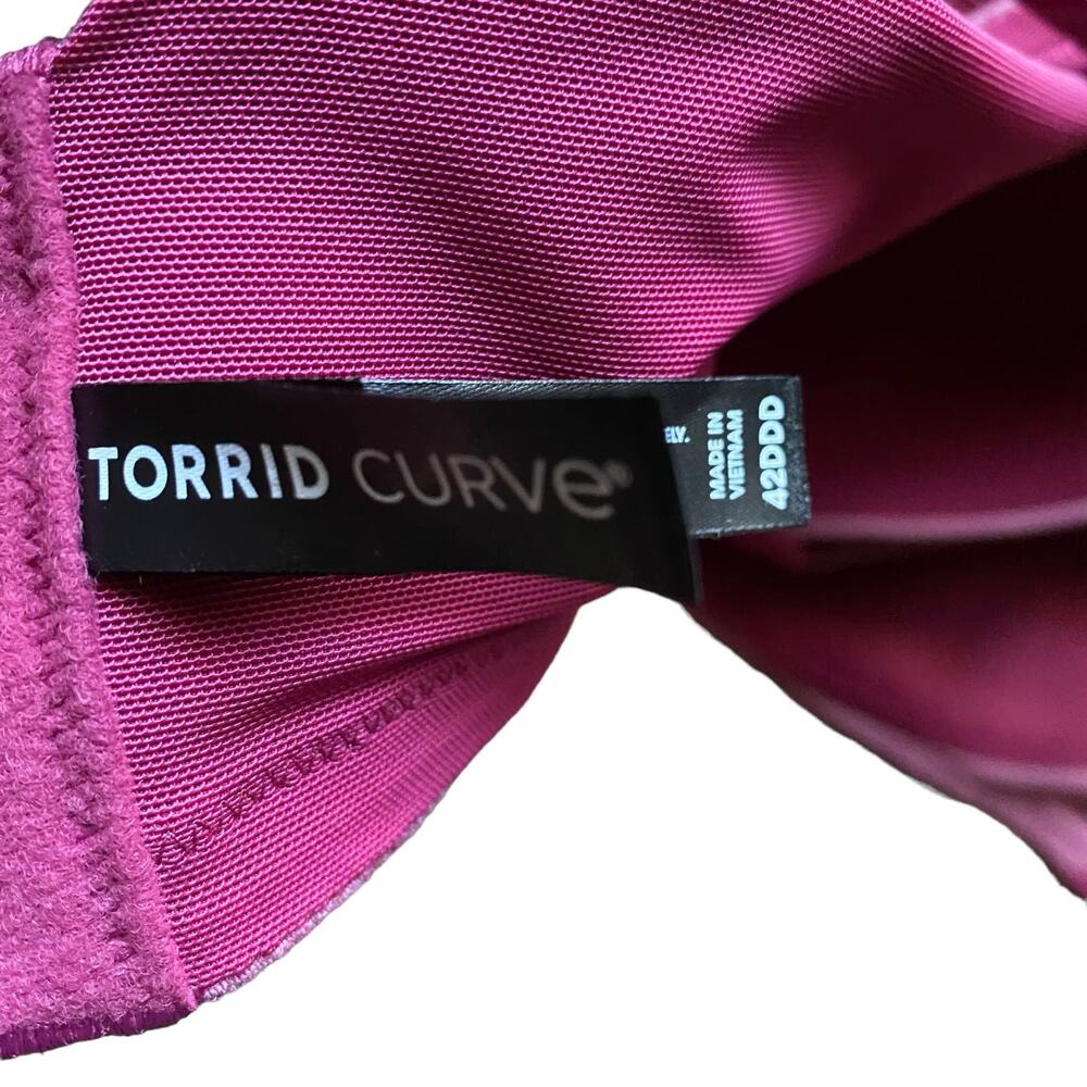Torrid Curve Dream Wire-Free Plunge 360 Back Smoothing Burgundy Lace Bra NEW - Picture 5 of 8